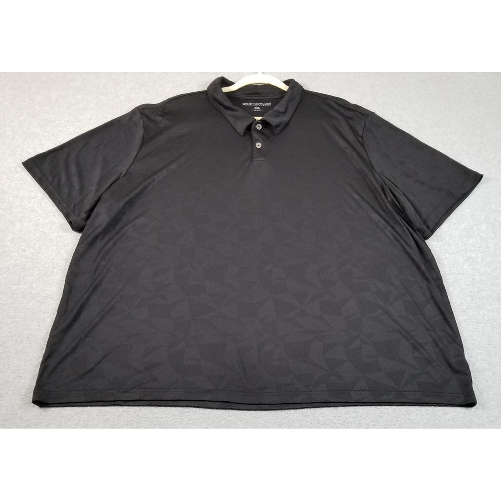 Great Northwest Polo Shirt Mens XXL 2XL Black Geometric Short Sleeves Stretch